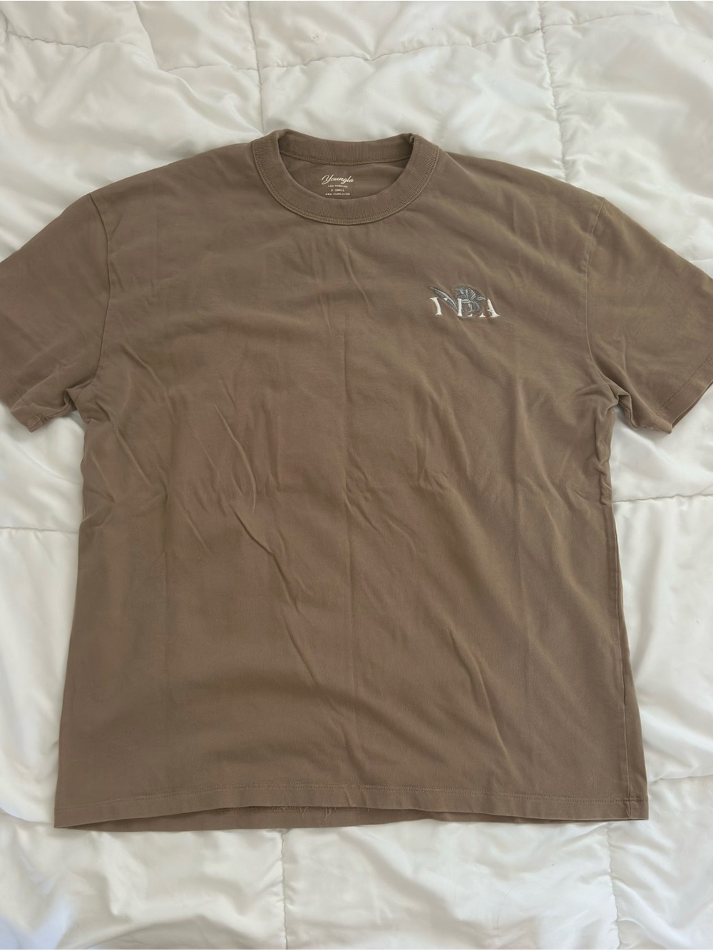 YoungLA Brown Short Sleeve Crewneck Tee with Small Chest Logo